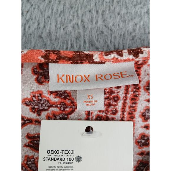 Knox Rose Shirt Womens XS Orange Pattern Boho Flowy Tunic Short Sleeve NWT - Picture 2 of 8